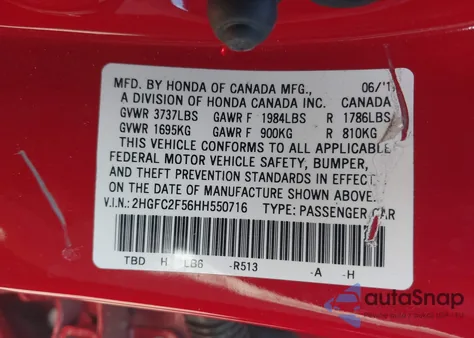 2017 Honda Civic Lx из США, поврежденный, VIN 2HGFC2F56HH550716